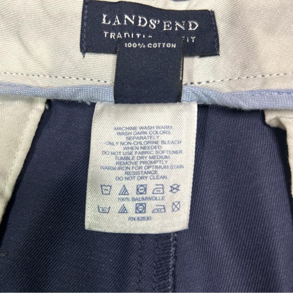 Vintage Lands End Pants Men’s 35 Blue Cotton Chinos Business Casual Office - Picture 11 of 16